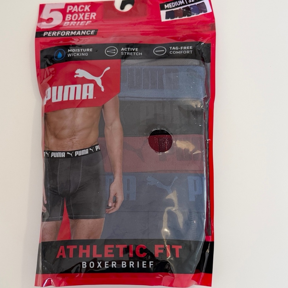 PUMA 5PK Performance Boxer Briefs Multicolor MED 32-34 Waist NWT - Picture 7 of 13